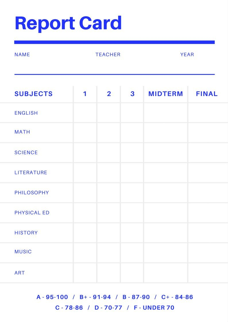 Free Online Report Card Maker Design A Custom Report Card In Canva with regard to Soccer Report Card Template