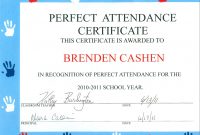 Free Perfect Attendance Certificate Template  Mandegar pertaining to Perfect Attendance Certificate Template