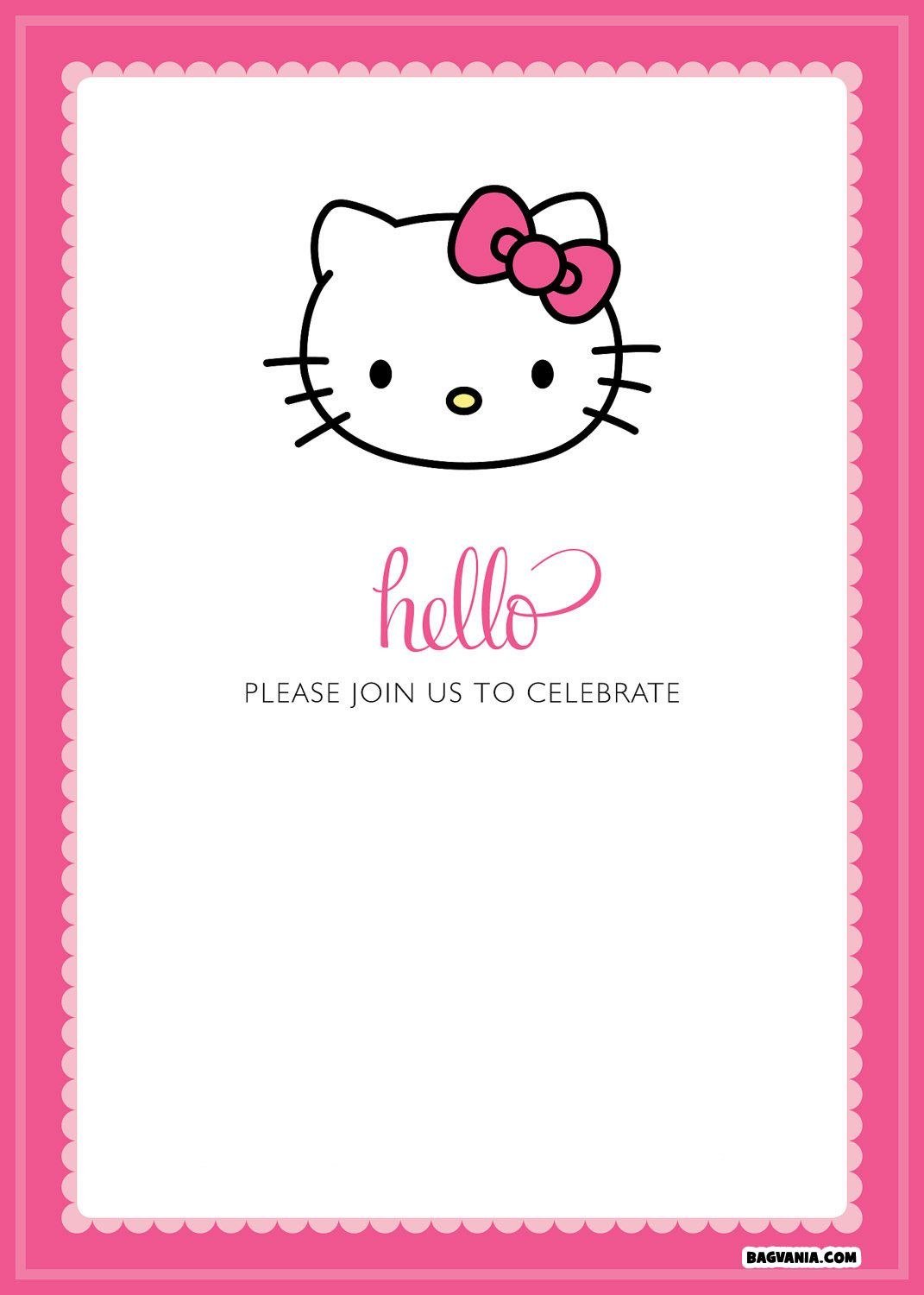 Free Printable Hello Kitty Birthday Invitations – Bagvania Free for Hello Kitty Birthday Card Template Free