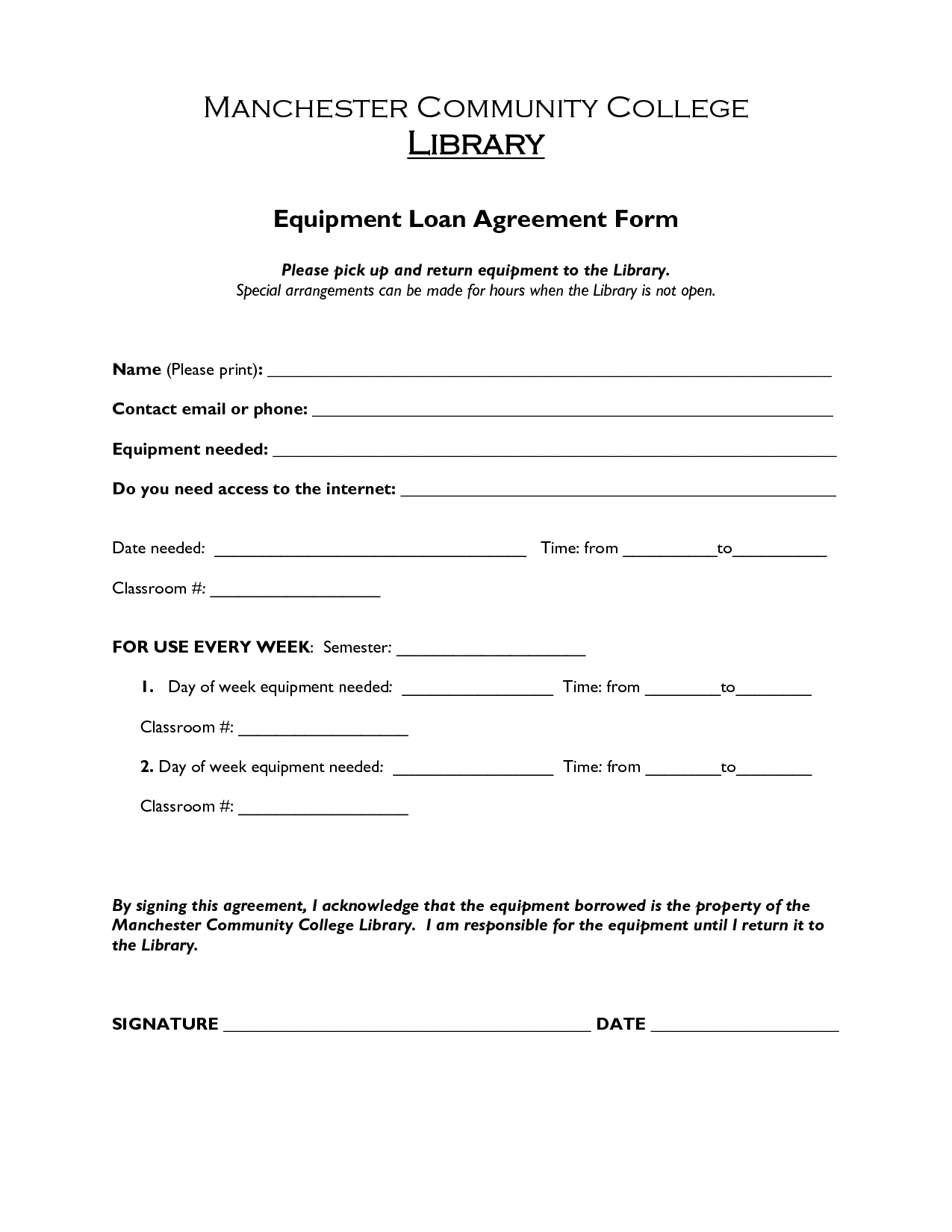 Free Printable Loan Agreement Form Form Generic for Free Hardware Loan Agreement Template