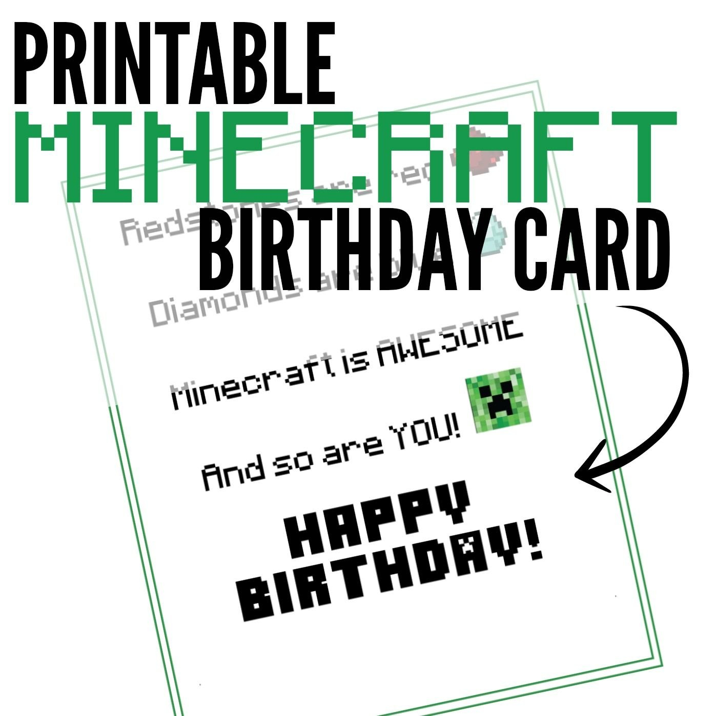 Free Printable Minecraft Birthday Card  Minecraft Stuff  Minecraft with Minecraft Birthday Card Template