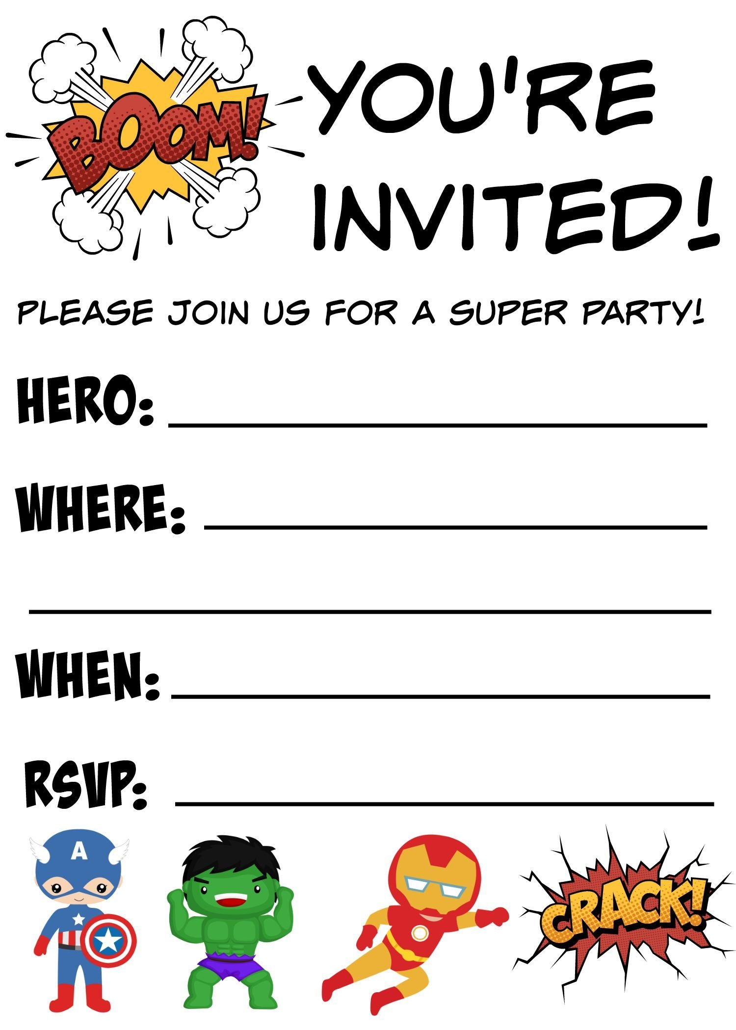 Free Printable Superhero Birthday Invitations  Birthdays with regard to Superhero Birthday Card Template