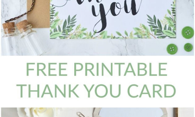 Free Printable Thank You Botanical Inspired Card  Wedding in Template For Wedding Thank You Cards