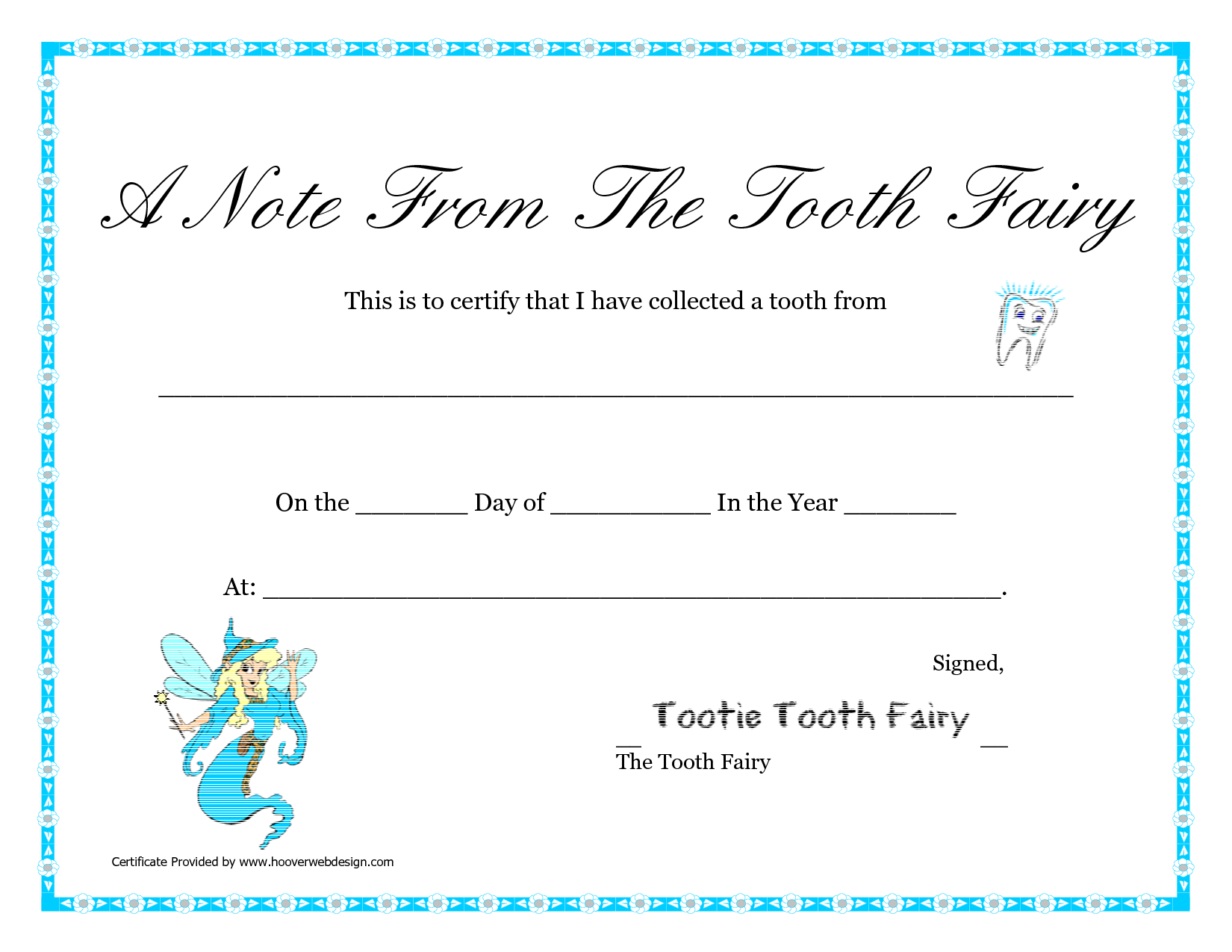 Free Printable Tooth Fairy Letter  Tooth Fairy Certificate with Tooth Fairy Certificate Template Free