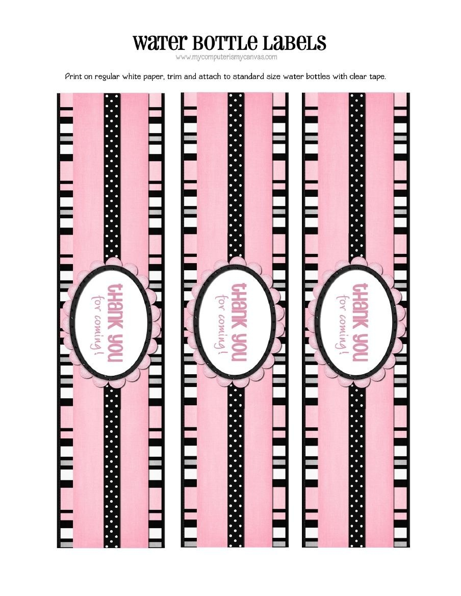 Free Printable Water Bottle Labels  Printables  Pink Water intended for Printable Water Bottle Labels Free Templates