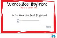 Free Printable World's Best Boyfriend Certificates inside Love Certificate Templates