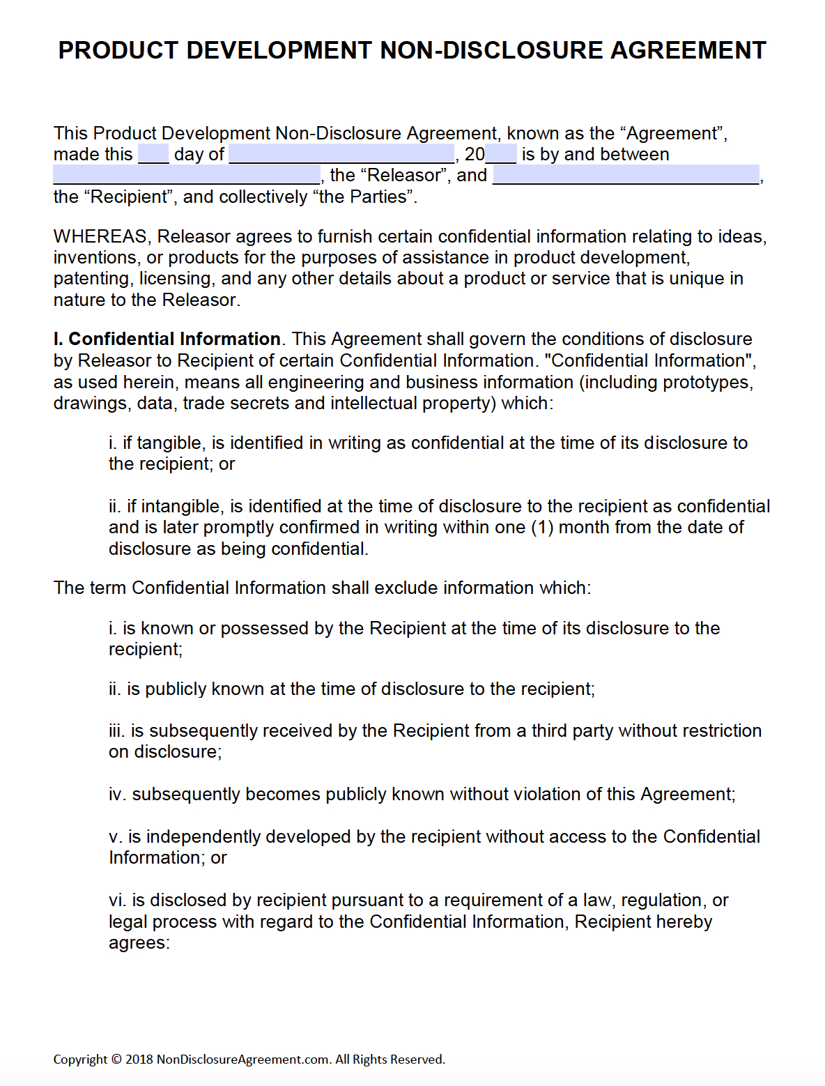 Free Product Development Nondisclosure Agreement Nda – Pdf – Word intended for Brand Development Agreement Template
