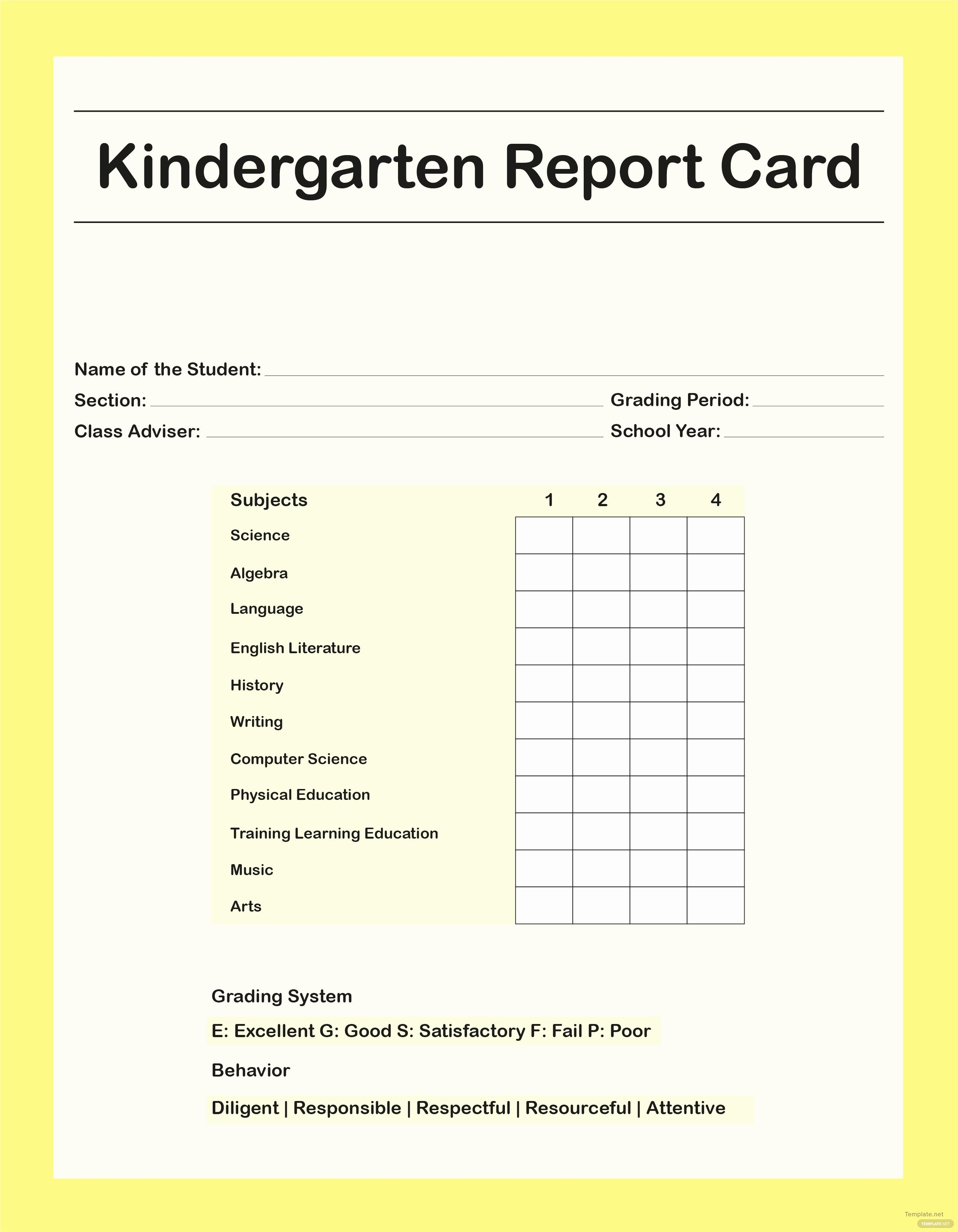 Free Report Card Template College For Omeschoolers Kindergarten High inside Report Card Template Pdf