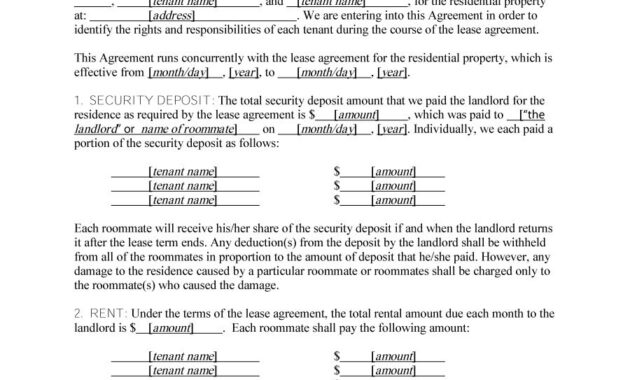 Free Roommate Agreement Templates  Forms Word Pdf pertaining to Free Roommate Rental Agreement Template