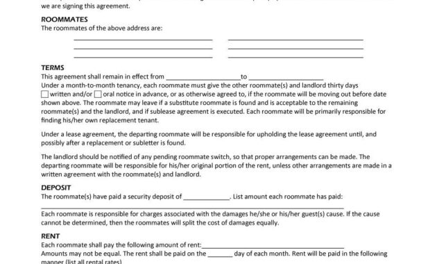 Free Roommate Agreement Templates  Forms Word Pdf throughout Free Roommate Rental Agreement Template