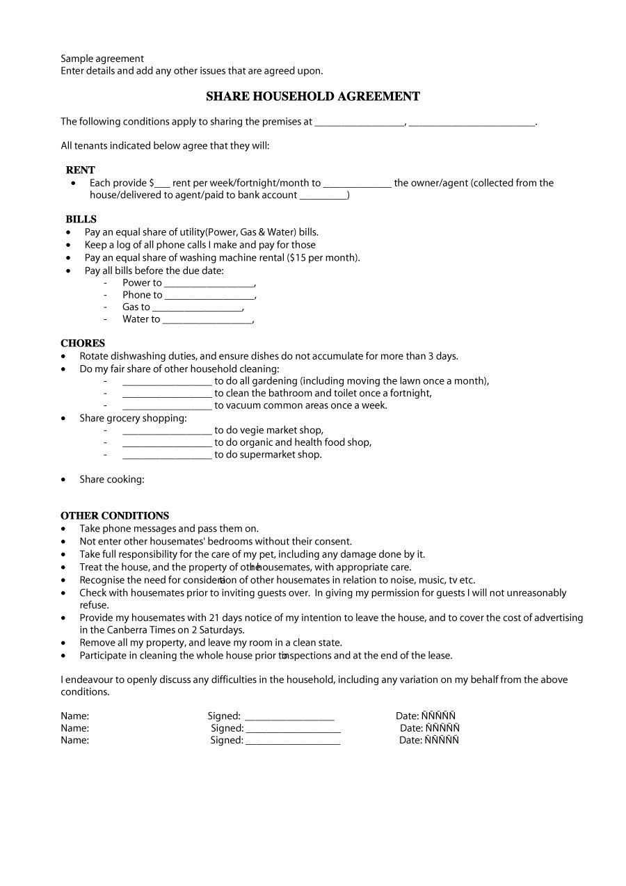Free Roommate Agreement Templates  Forms Word Pdf within Free Roommate Rental Agreement Template