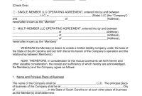 Free South Carolina Llc Operating Agreement Templates  Pdf  Word with regard to Sole Mandate Agreement Template