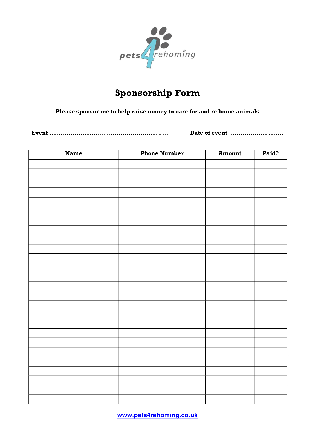 Free Sponsorship Form Template  Oloschurchtp  Flyer Ideas for Blank Sponsor Form Template Free