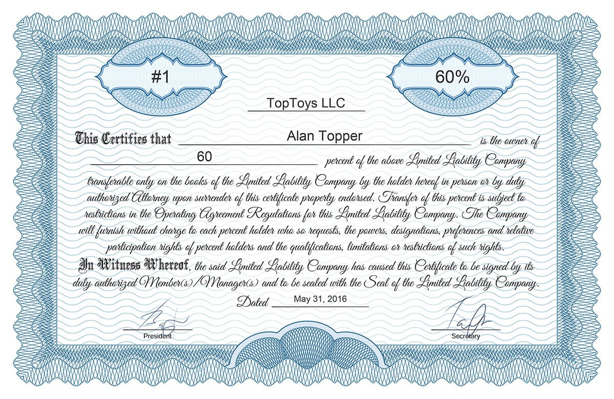 Free Stock Certificate Online Generator within Llc Membership Certificate Template