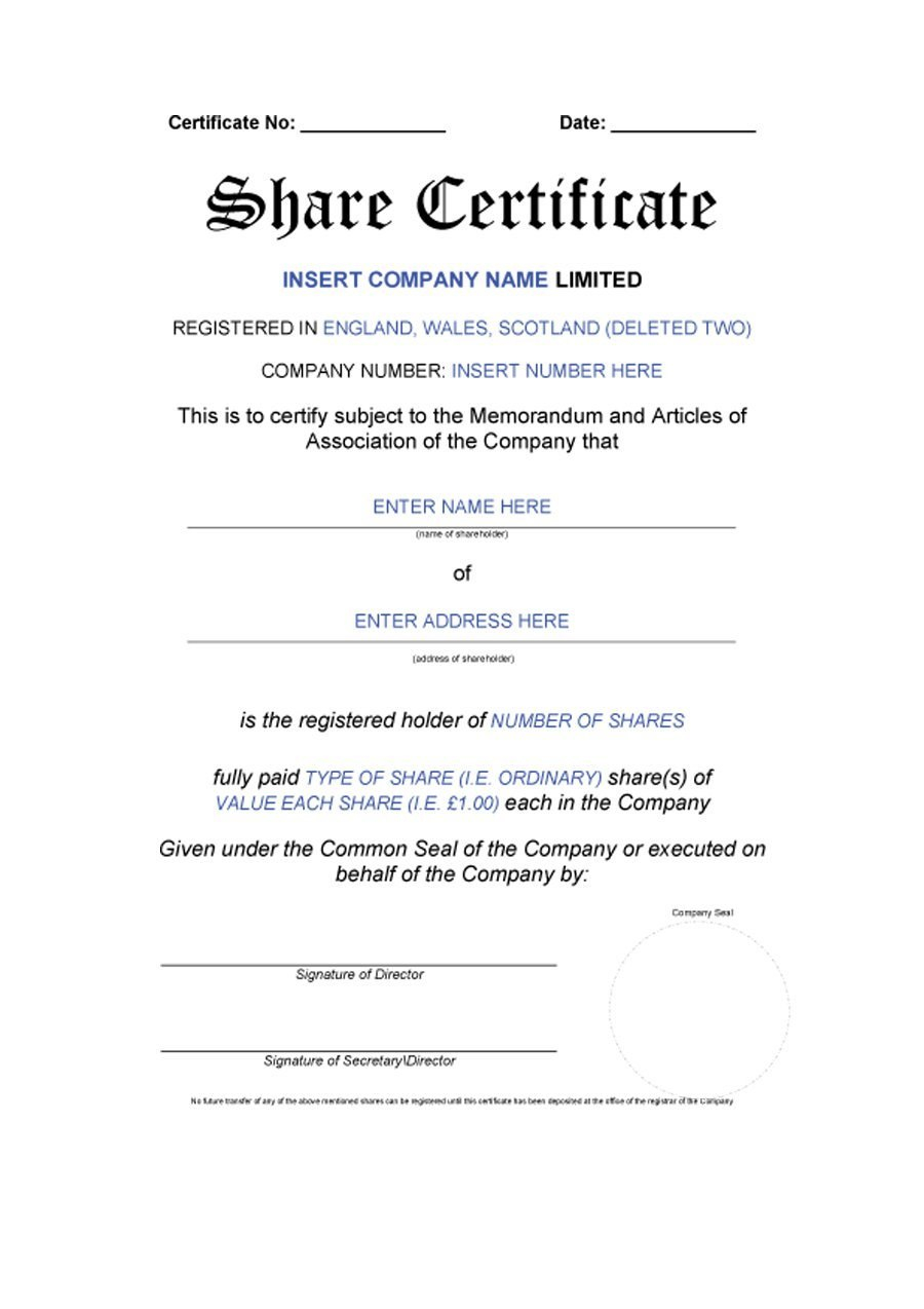 Free Stock Certificate Templates Word Pdf ᐅ Template Lab intended for Free Stock Certificate Template Download