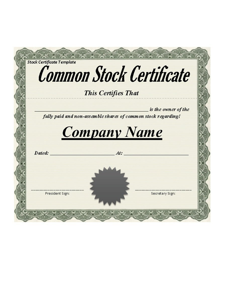 Free Stock Certificate Templates Word Pdf  Free Template pertaining to Share Certificate Template Australia