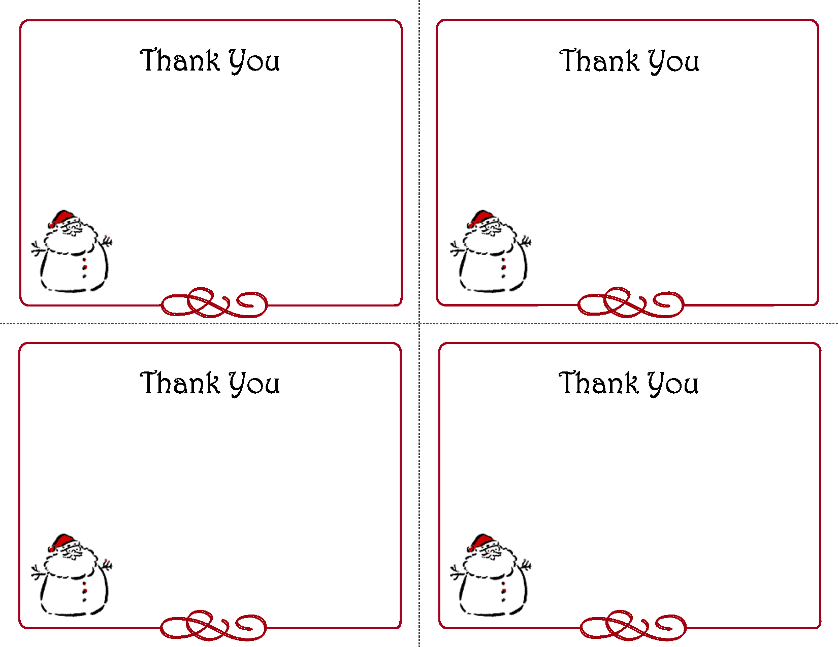 Free Thank You Cards Printable  Free Printable Holiday Gift Tags inside Christmas Thank You Card Templates Free