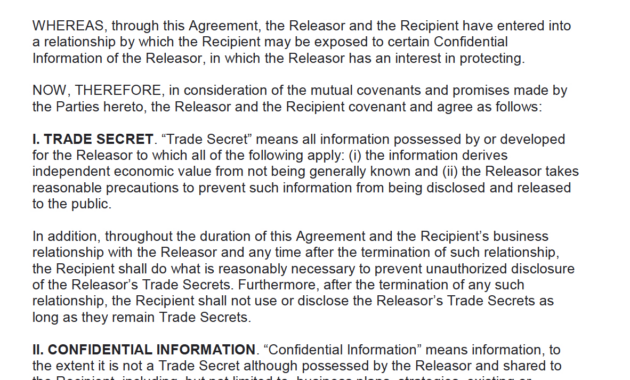 Free Trade Secret Nondisclosure Agreement Nda  Pdf  Word Docx in Free Mutual Non Disclosure Agreement Template