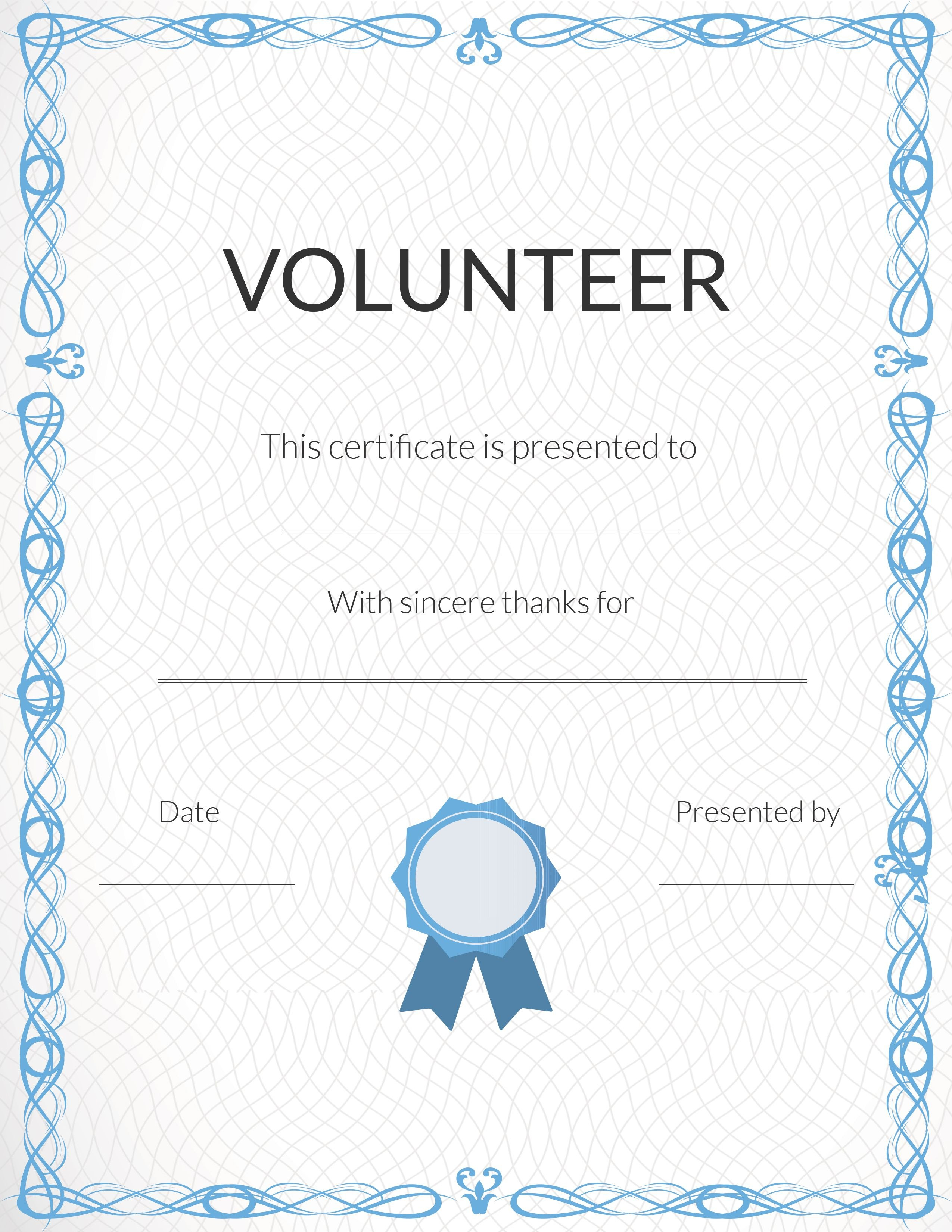 Free Volunteer Appreciation Certificates — Signup in Volunteer Of The Year Certificate Template
