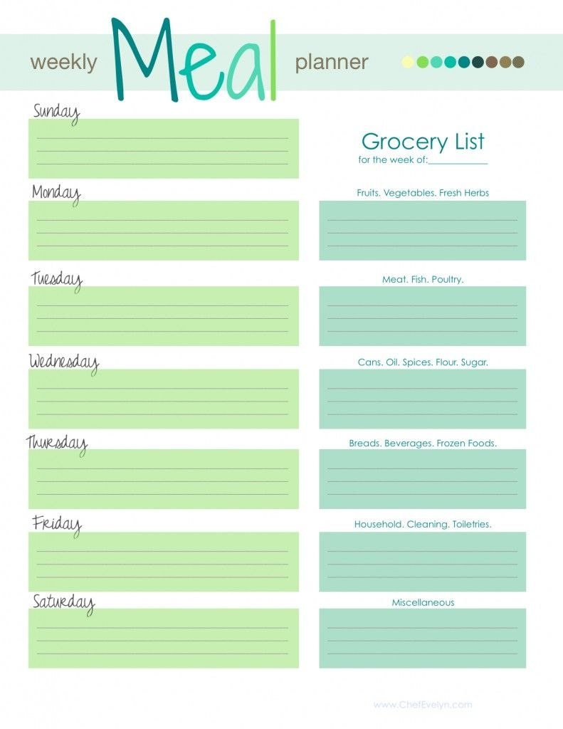 Free Weekly Menumeal Planner  Grocery List Download — Chef inside Menu Planner With Grocery List Template