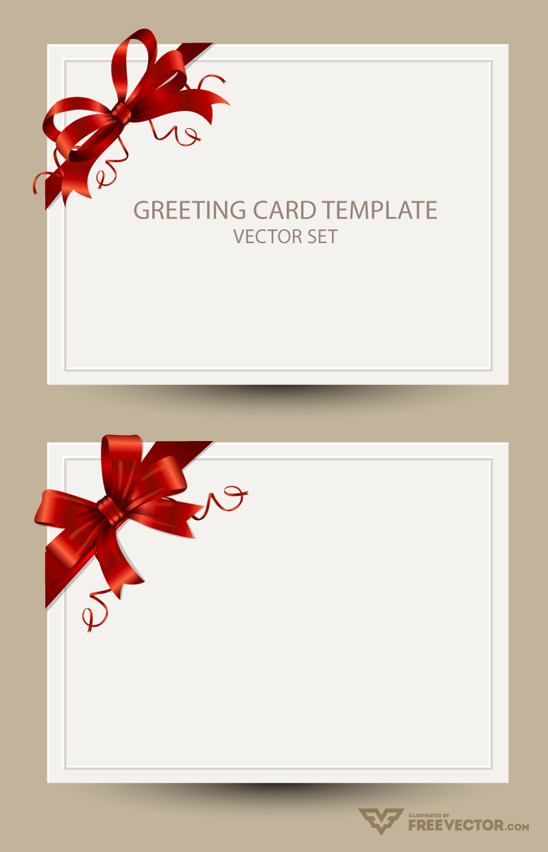 Freebie Greeting Card Templates With Red Bow – Ai Eps Psd  Png regarding Greeting Card Layout Templates