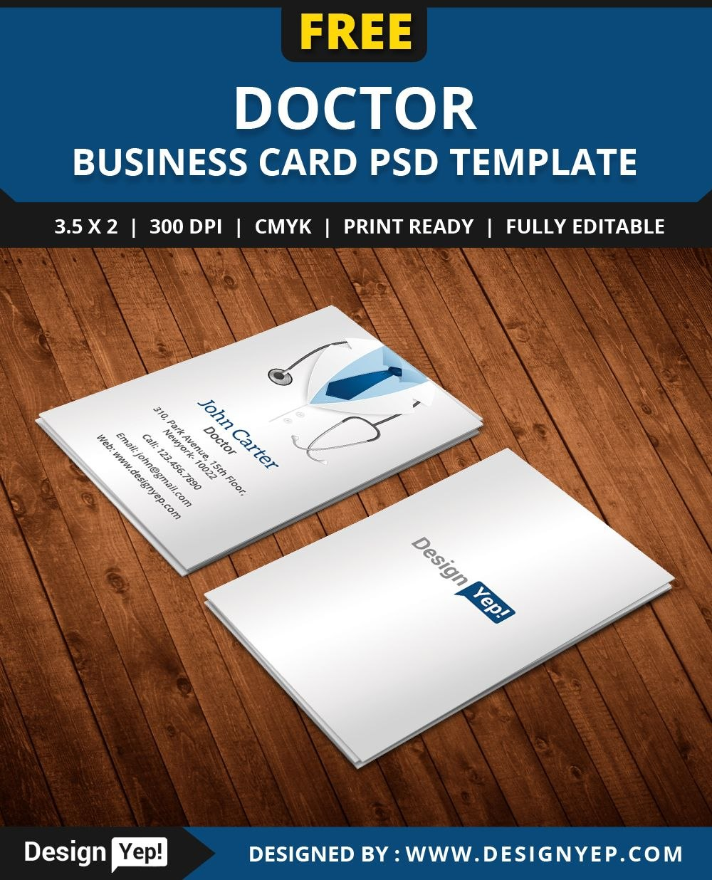 Freedoctorbusinesscardtemplatepsd  Free Business Card within Free Complimentary Card Templates