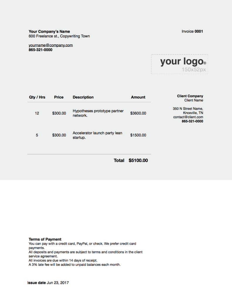 Freelance Writer Invoices Word X Invoice Template with Written Invoice Template