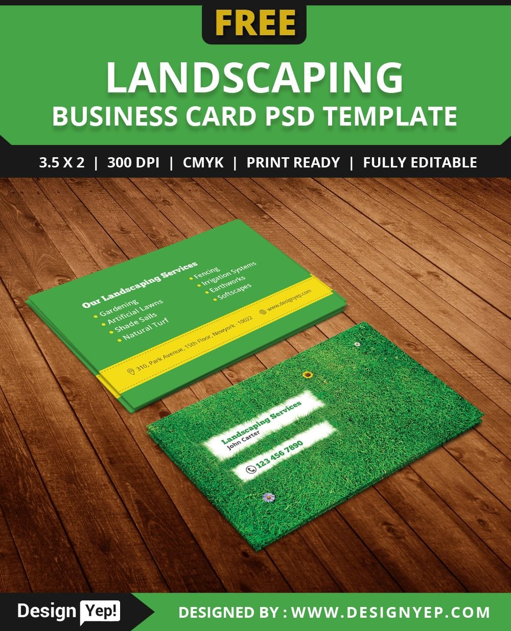 Freelandscapingbusinesscardtemplatepsd  Free Business Card intended for Gardening Business Cards Templates