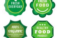 Fresh Food Product Vintage Labels Template Set Green Theme pertaining to Food Product Labels Template