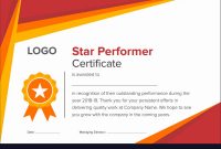 Geometric Red And Gold Star Performer Certificate Vector Image regarding Star Performer Certificate Templates
