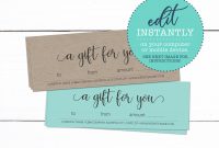 Gift Certificate Template Custom Business Gift Certificate  Etsy intended for Company Gift Certificate Template
