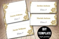 Gold Lace Wedding Place Cards Template Foldover Diy Gold  Etsy throughout Fold Over Place Card Template