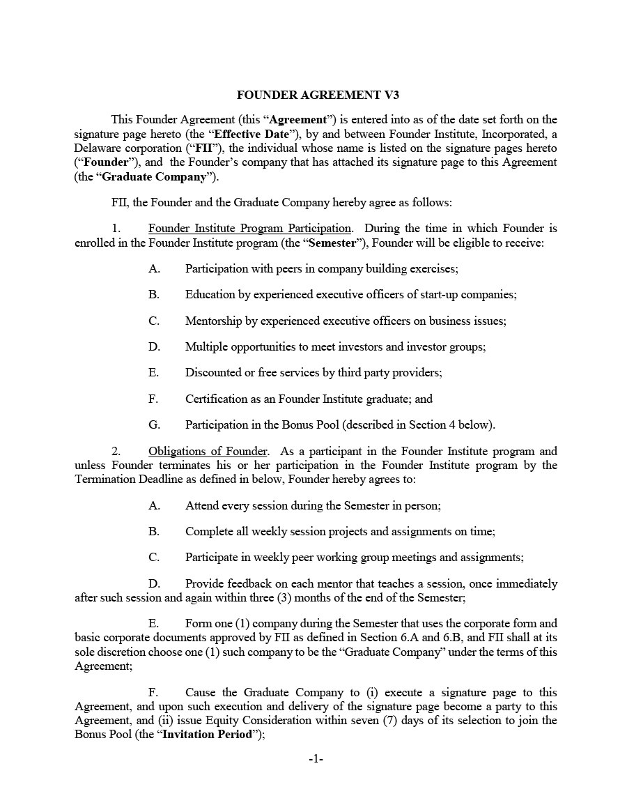 Great Founders Agreement Tramples For Any Startup ᐅ with Startup Founders Agreement Template