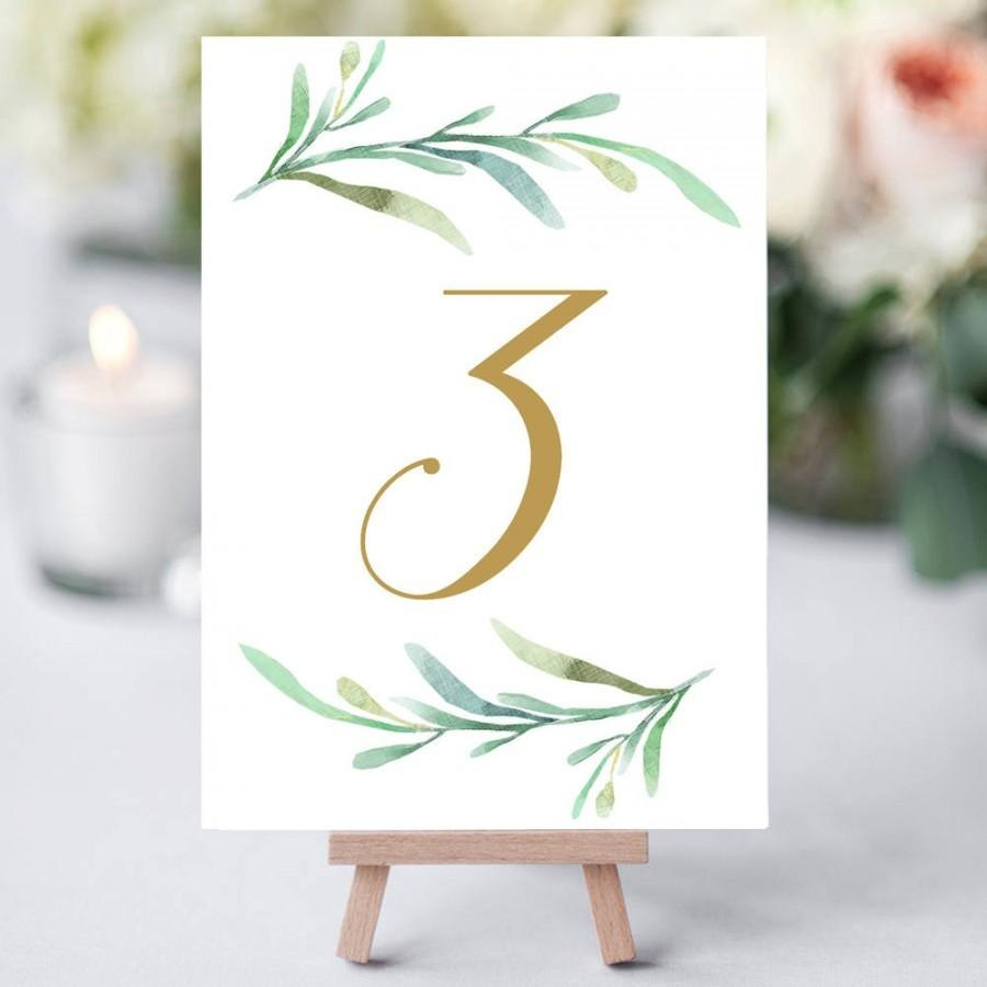 Greenery Wedding Table Numbers Template Printable Reception Table with Table Number Cards Template