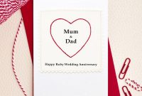 Greeting Card So Sweet Heart Mum And Dad Ruby Wedding Anniversary regarding Template For Anniversary Card