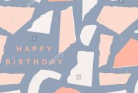 Greeting Card Template With Torn Paper Pieces In Pastel Colors And inside Birthday Card Collage Template