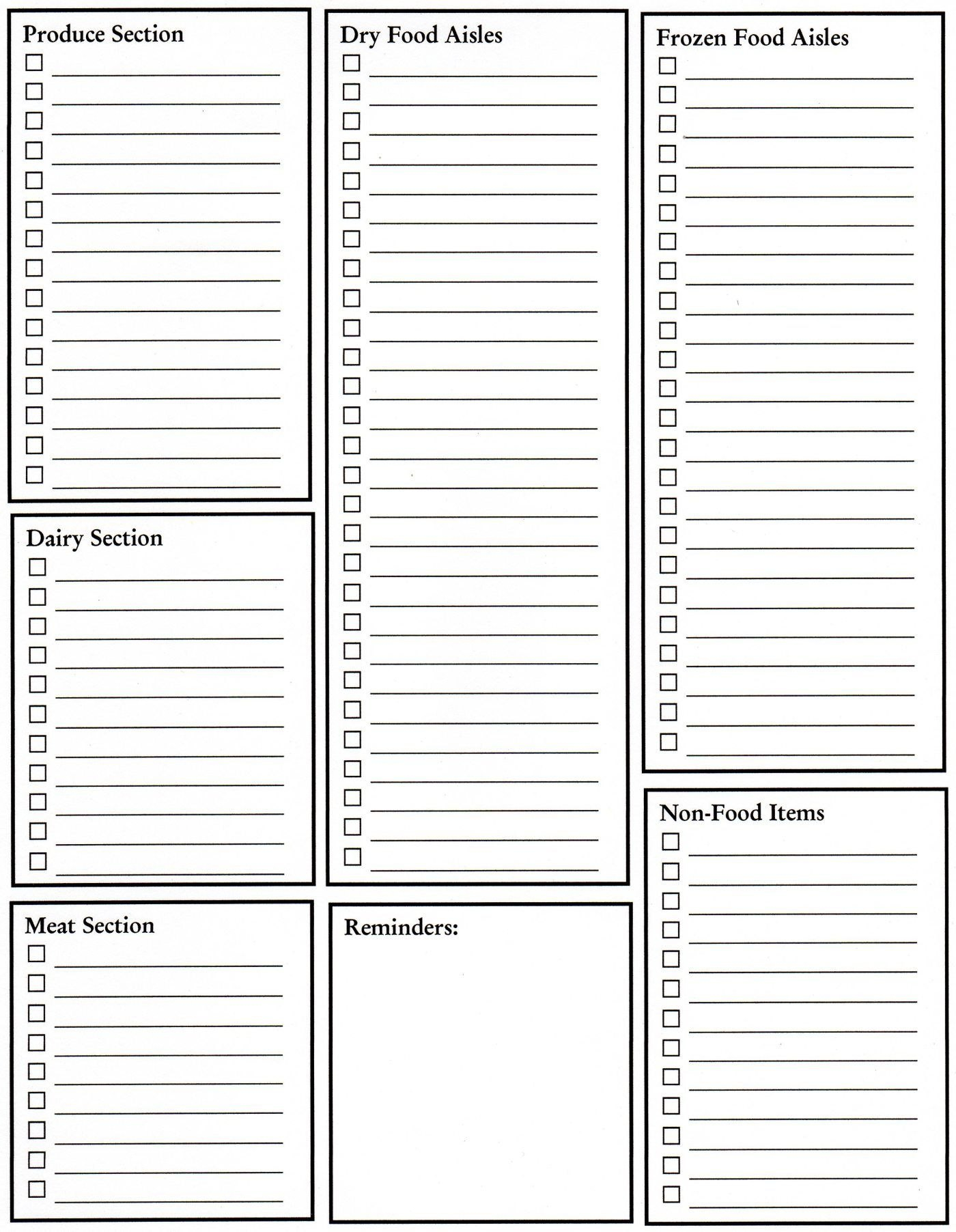 Grocery List Blank Template Great Idea Need To Keep On Refrigerator with Blank Grocery Shopping List Template