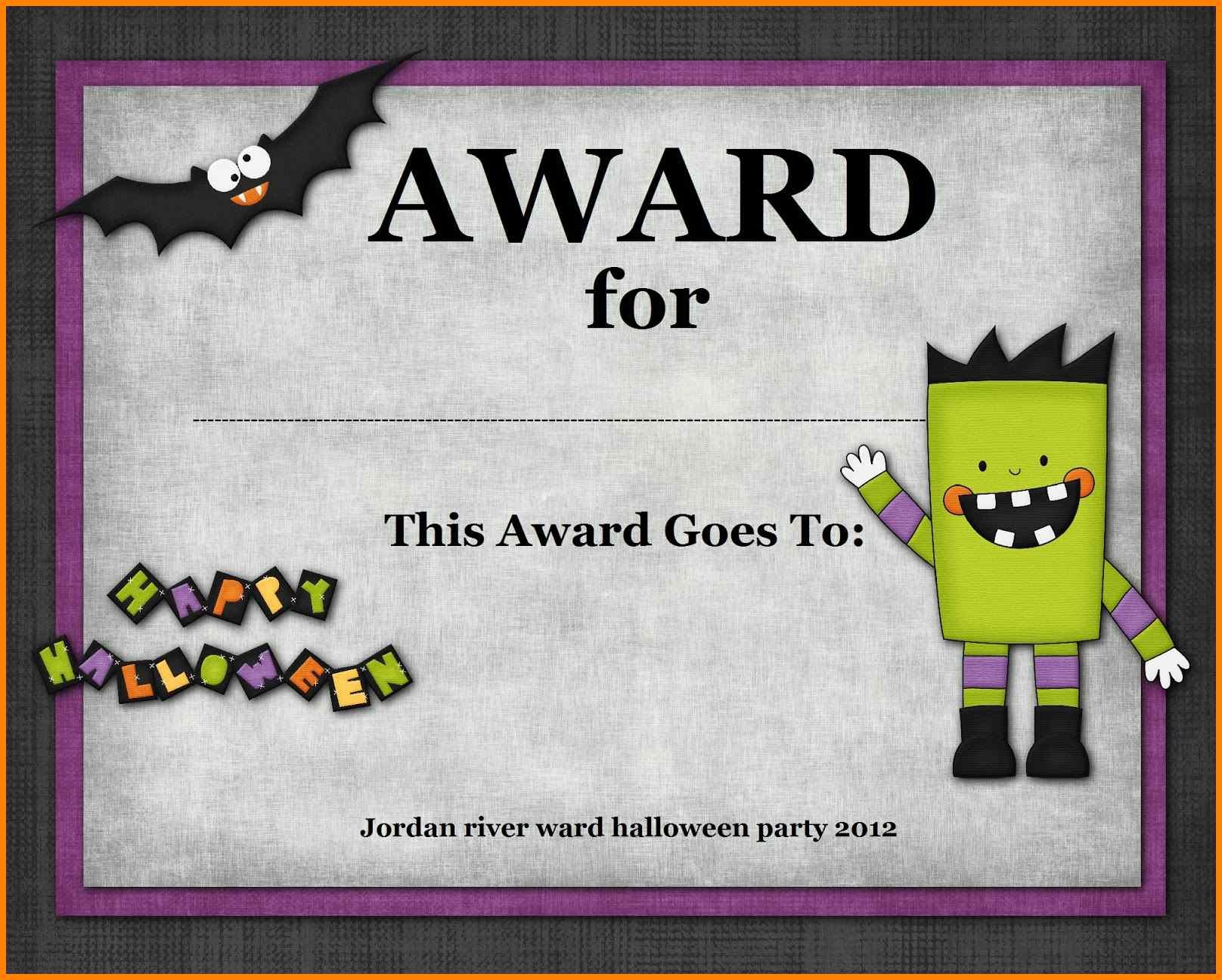 Halloween Award Templates  Plasticmouldings with regard to Halloween Costume Certificate Template