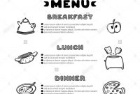 Hand Drawn Menu For Cafe With Breakfast Lunch Dinner Inscriptions throughout Breakfast Lunch Dinner Menu Template