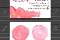 Hand Drawn Watercolor Business Card Template With Pink Lipstick throughout Cake Business Cards Templates Free