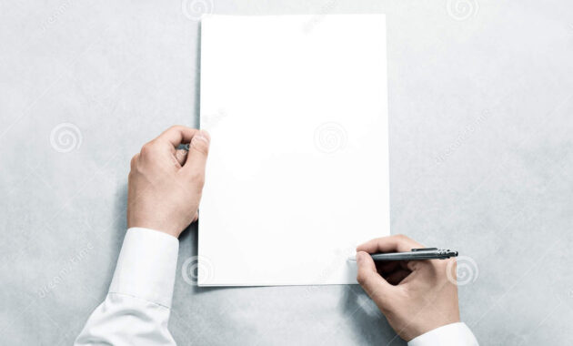 Hand Holding Blank Agreement Mockup And Signing It Stock Image pertaining to Blank Legal Document Template