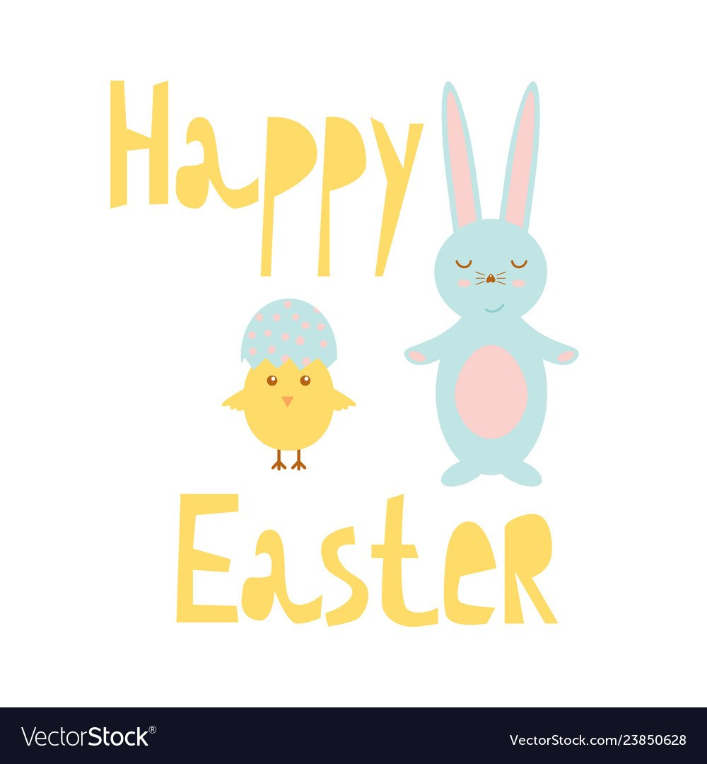 Happy Easter Greeting Card Template With Bunny And inside Easter Chick Card Template