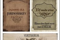 Harry Potter Drink Labels  Elf Made Wine Firewhiskey Pumpkin with regard to Harry Potter Potion Labels Templates