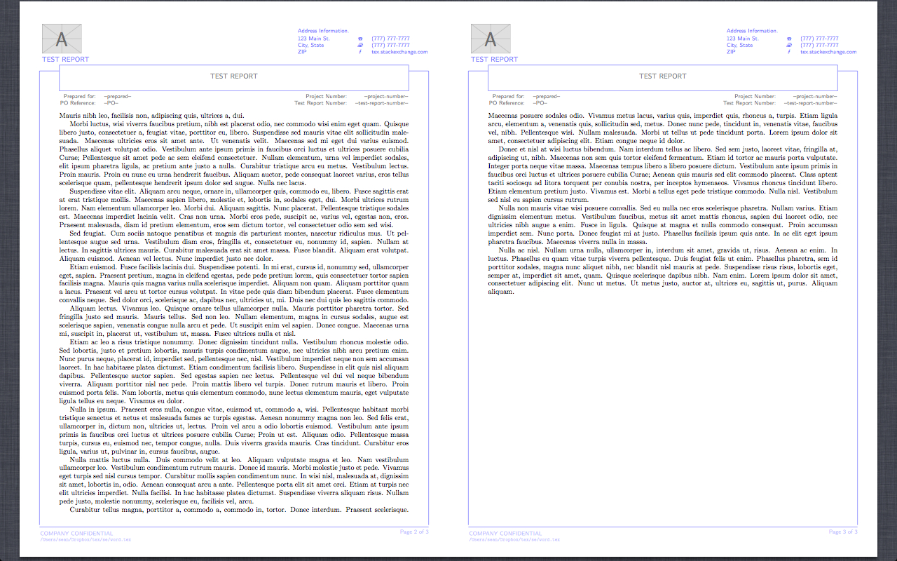 Header Footer  Reproduction Of Word Report Template In Latex  Tex pertaining to Latex Technical Report Template