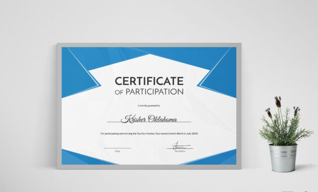 Hockey First Place Certificate Design Template In Psd Word for First Place Certificate Template