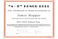 Honor Roll Certificates Template with Honor Roll Certificate Template