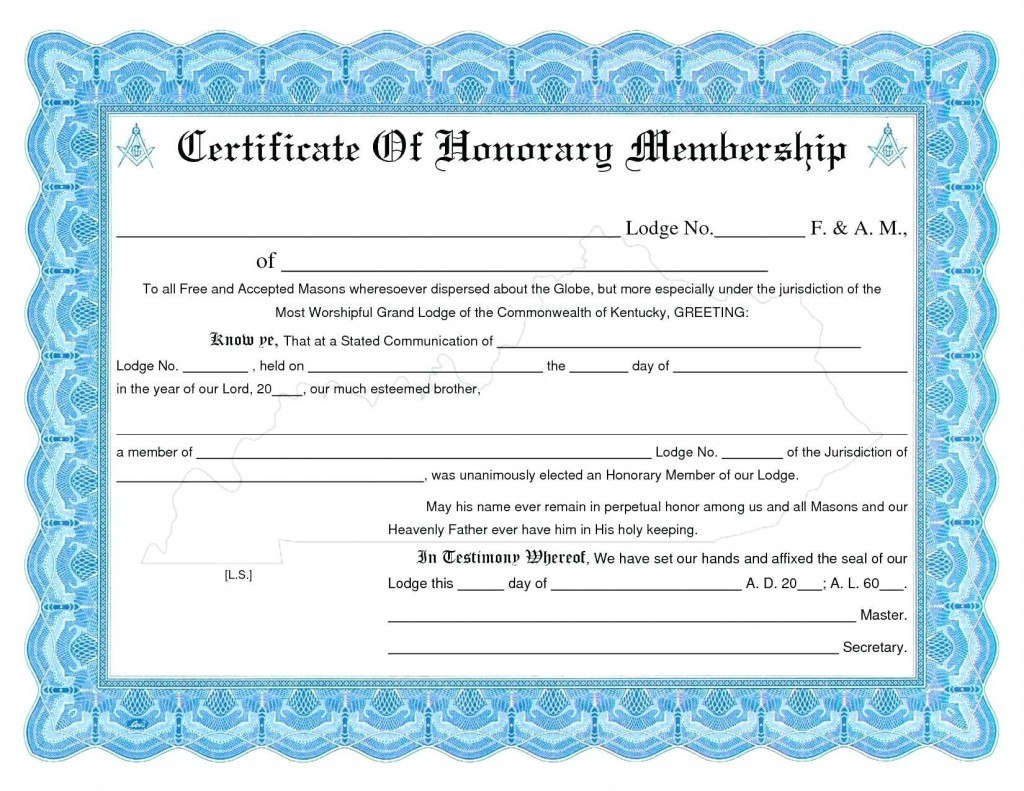Honorary Membership Certificate Template Word inside Llc Membership Certificate Template Word