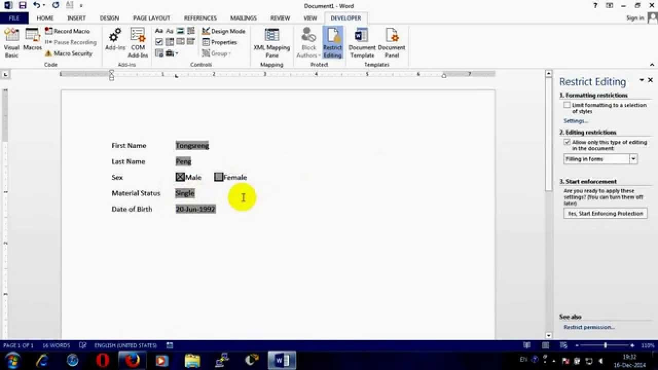 How To Create Fillable Form In Ms Word   Youtube for How To Create A Template In Word 2013