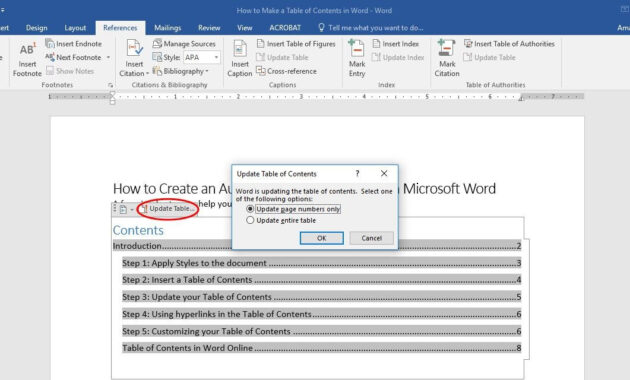 How To Make A Table Of Contents In Microsoft Word pertaining to Microsoft Word Table Of Contents Template