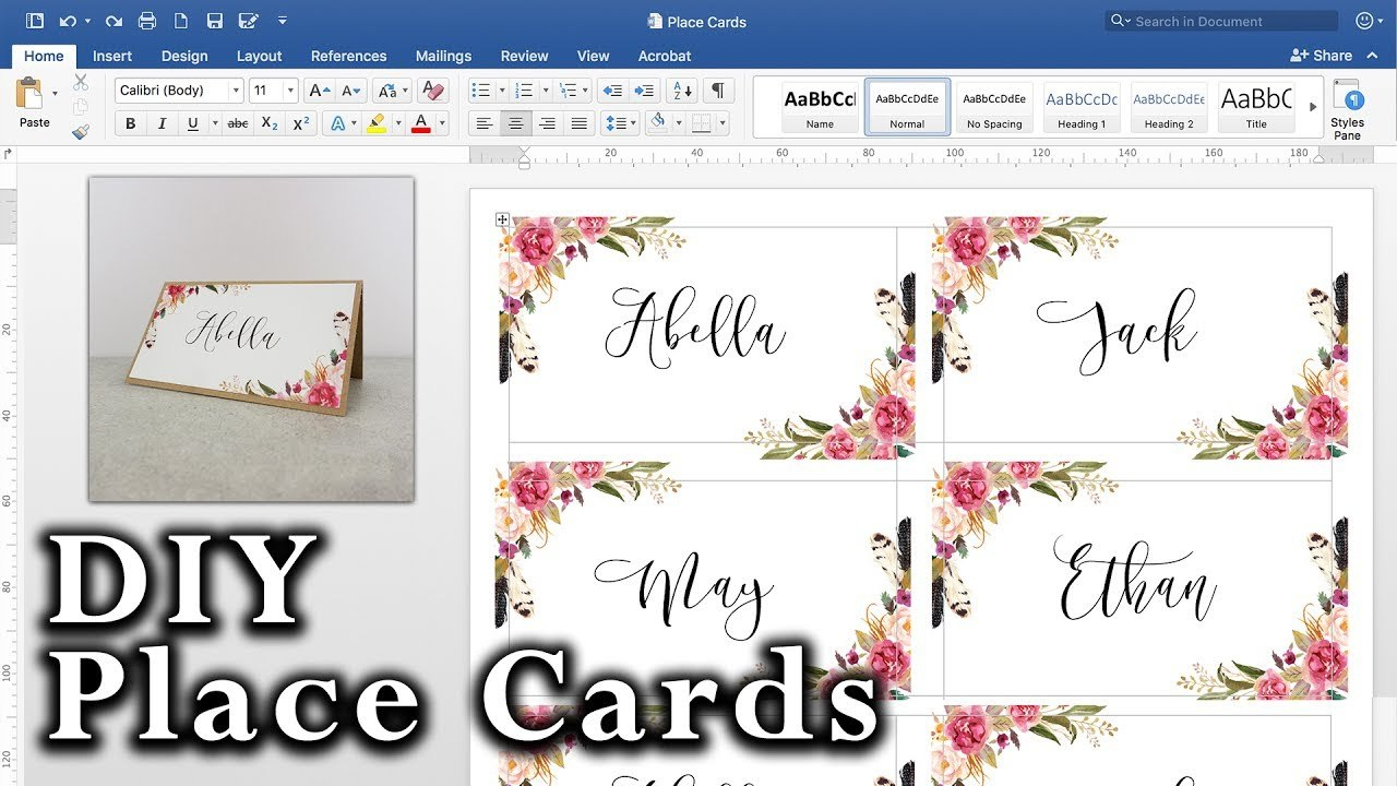 How To Make Diy Place Cards With Mail Merge In Ms Word And Adobe inside Microsoft Word Place Card Template